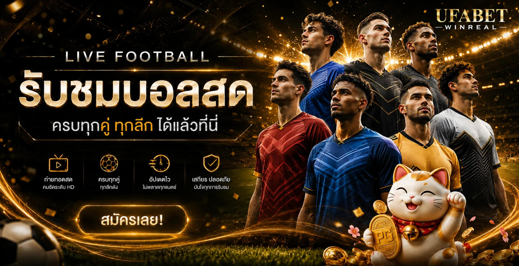 แบนเนอร์ผลบอลสดและกีฬาออนไลน์ UFABET WINREAL